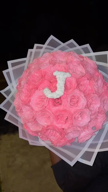 Pink initial J bouquet