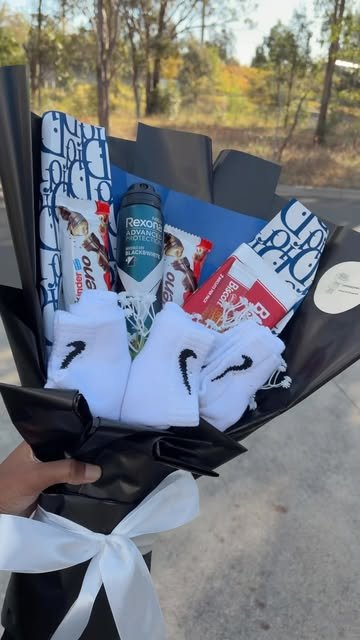 Snack and socks bouquet for him